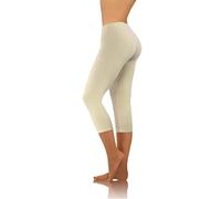 sesto senso Damen Leggings Beige Hautfarbe 3/4 Capri Baumwolle Mädchen Fitnesshose Sporthose Bunte Yoga XL Beige
