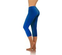 sesto senso Damen Leggings Blau 3/4 Capri Baumwolle Mädchen Fitnesshose Sporthose Bunte Yoga M Blue