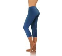 sesto senso Damen Leggings Denim 3/4 Capri Baumwolle Mädchen Fitnesshose Sporthose Bunte Yoga XXL Jeans