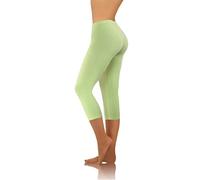 sesto senso Damen Leggings Pistazienfarbe 3/4 Capri Baumwolle Mädchen Fitnesshose Sporthose Bunte Yoga XL Pistachio