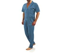 sesto senso Eleganter Kurzarm Pyjama Herren zum Knöpfen Schlafanzug Kurz Baumwolle mit Knopfleiste M2 XXL Anker Jeans Denim