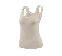 sesto senso Geripptes Damen Hautfarbe Trägertop mit mit Spitzendetail Feminines Stilvolles Sommer-Top L/XL 40-42 Sabia