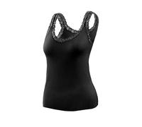 sesto senso Geripptes Damen Schwarz Trägertop mit mit Spitzendetail Feminines Stilvolles Sommer-Top S/M 36-38 Black
