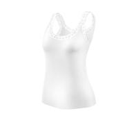sesto senso Geripptes Damen Weiss Weiß Trägertop mit mit Spitzendetail Feminines Stilvolles Sommer-Top S/M 36-38 White