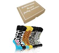 sesto senso Geschenk Socken Lustige 4 Paar Bunte Verrückt Strümpfe Baumwolle Hund Kuh Giraffe Panda 39-42 Tiere