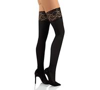 sesto senso Halterlose Strümpfe 50 DEN Spitze Mikrofaser 1er Pack Blickdicht Damen 3/4 M/L Schwarz
