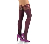 sesto senso Halterlose Strümpfe 50 DEN Spitze Mikrofaser Blickdicht Damen Weinrot XL/XXL Bordo