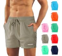 sesto senso Herren Badehose Khaki Militärgrün Modische Farben Badeshorts Innenfutter Slim-Fit Beachshorts SZ2401 3XL Khaki
