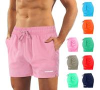 sesto senso Herren Badehose Rosa Modische Farben Badeshorts Innenfutter Slim-Fit Beachshorts SZ2401 M Pink