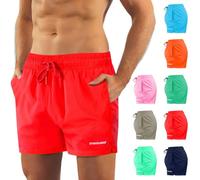 sesto senso Herren Badehose Rot Modische Farben Badeshorts Innenfutter Slim-Fit Beachshorts SZ2401 XXL Red