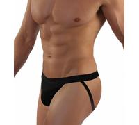 sesto senso Herren Jockstrap SchwarzString Thong Sexy Slips Tanga Briefs mit Offenem Schritt L Black