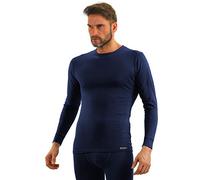 sesto senso Herren Langarm Unterhemd Dunkelblau Baumwolle Funktionsunterhemd mit Rundhalsausschnitt Funktionsshirt Thermo Unterwäsche Winter M Dunkelblau