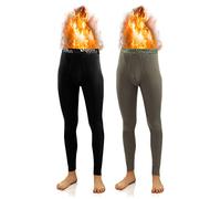sesto senso Herren Lange Unterhosen Baumwolle 2er Pack Thermo Unterwäsche Funktionsunterwäsche Winter XXL 2 Schwarz Grün