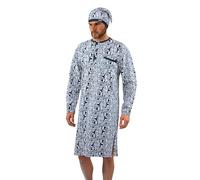 sesto senso Herren Nachthemd mit Schlafmütze Langarm Schlafhemd Schlafanzug Hemd Lang XL Rodeo