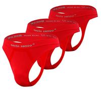 sesto senso Herren Nahtlos String Sexy Thong 3 Pack G-Strings Tanga L/XL Rot