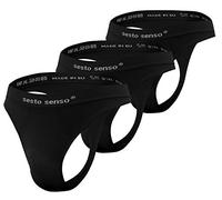 sesto senso Herren Nahtlos String Sexy Thong 3 Pack G-Strings Tanga S/M Schwarz