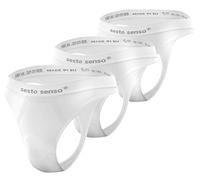 sesto senso Herren Nahtlos String Sexy Thong 3 Pack G-Strings Tanga S/M Weiß