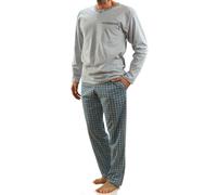 sesto senso Herren Schlafanzug Lang Baumwolle Pyjama Langarm Shirt mit Tasche Pyjamahose Zweiteilig Set Bunt Nachtwäsche 3XL Melange