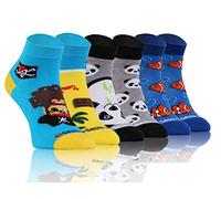 sesto senso Lustige Bunte Kurze Socken 3 Pack Süße Sneakersocken Panda Fisch Piraten verrückte 35-38 3 Fetzig