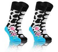 sesto senso Lustige Bunte Verschiedene Socken Baumwolle 2 Pack Unisex Flecken Tiere 43-47 Kuh
