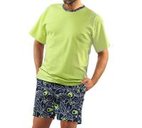 sesto senso Schlafanzug Herren Kurz grün Baumwolle Pyjama Sommer Kurzarm XXL 2422-22