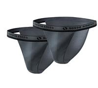 sesto senso Slip Herren Tanga Baumwolle 2er Pack Sexy Unterhosen Basic Unterwäsche für Männer M 2 Graphit