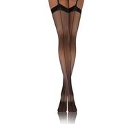 sesto senso Strapsstrümpfe mit Naht hinten muster 20 Den Strumpfhose mit Strumpfhalter Strapse Strümpfe zum Anstrapsen PDP_02 7/8 3XL/4XL Schwarz