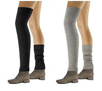sesto senso Stulpen Damen 2er pack Baumwolle Beinwärmer Overknee Waden Winter Strick Wadenwärmer