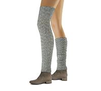 sesto senso Stulpen Damen Baumwolle Beinwärmer Overknee Waden Winter Strick Wadenwärmer zopfmuster hell Melange