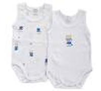 Set 2 ärmelloser Babybody Hellblauer Bär - 0 Monate