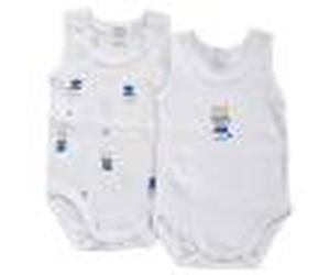 Set 2 ärmelloser Babybody Hellblauer Bär - 0 Monate