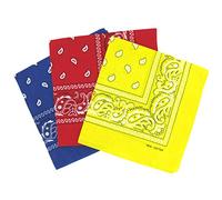 Set 3 bandanas paisley damen und herren rot, gelb, blau 57x57cm