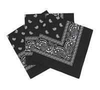 Set 3 bandanas paisley damen und herren schwarz 57x57cm