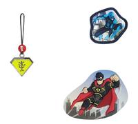 Step by Step Magic MAGS „Superhero Joris“, 3-teilig, 2 Magnet-Applikationen und 1 Anhänger, Ergänzung für Schulranzen oder Vorschulrucksack, blau-gelb-grau-rot-schwarz