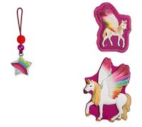Step by Step Magic MAGS Schleich bayala® Regenbogeneinhorn, rosa, 3-TLG, 2 Magnet-Applikationen & 1 Anhänger,