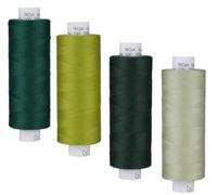 SET 4 x Nähgarn | Troja | Unifarben | grün dunkel | 100% Polyester | stapazierfähig, vielseitig zum Nähen | 4 x 500 m