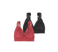 Bralette DORINA "Lana", Damen, Gr. S, N-Gr, rot (coral, schwarz), Spitze, Obermaterial: 69% Polyamid, 23% Polyester, 8% Elasthan, unifarben, BHs Bralette, ohne Bügel, florale Spitze, breites Unterbrus