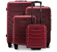 Set aus 4 Koffern Wings CRAKE POLYCARBON 100% WINE RED S/M/L + MINI Rot