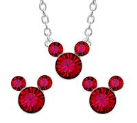Set aus Halskette und Ohrringen aus Messing für den Geburtsmonat mit Mickey Mouse, Messing