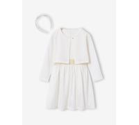 Set aus Kleid, Bolero & Haarreif für Mädchen, Kommunion weiß Gr. 140 von vertbaudet