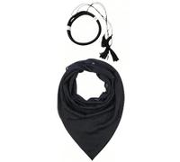 Set aus Kopftuch und Stirnband, All black headscarfB | Strukturierter, quadratischer Kopfwickel, 55, 11 x 55, 11 Zoll, für den täglichen Gebrauch als verstaubares Zubehör