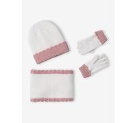 Set aus Mütze, Rundschal & Handschuhe mit Muschelsaum, Mädchen wollweiß Gr. 104/116 von vertbaudet
