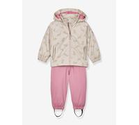 Set aus Regenhose & Regenjacke wasserdicht Kleinkinder first instinct by killtec beige leopard/rosa Gr. 98/104