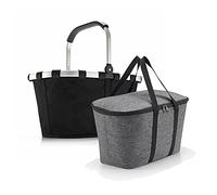 Set aus reisenthel carrybag BK + reisenthel coolerbag UH, Einkaufskorb mit passender Kühltasche, Black + Twist Silver