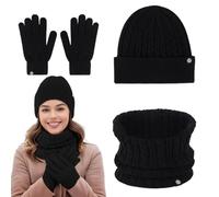 Set aus Schal und Handschuhen für Damen,Mütze, Handschuhe und Schal-Set für Damen | Hut-Schal-Handschuh-Set, warme Mütze und Fäustlinge,Gestrickte Schalmütze, Damenmütze, Handschuhe und Schal-Set für