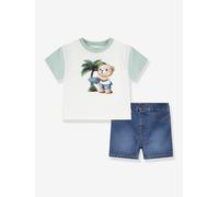 Set aus T-Shirt & Jeansshorts Bär-Print Levi's Kids wollweiß Gr. 62