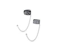 Set aus zwei Bali-Boho-Stil Ranken-Scroll-Ketten-Wickel-Knorpel-Ohrmanschetten-Stecker-Ohrringen für Männer und Frauen oxidiertes .925 Sterlingsilber
