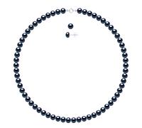 Set bestehend aus: Halskette aus echten Süßwasser-Zuchtperlen, halbrund, 6-7 mm Einheitsgröße