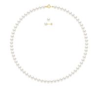 Set bestehend aus: Halskette aus echten Süßwasser-Zuchtperlen, halbrund, 6-7 mm Einheitsgröße