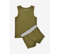 Set Jungen Unterwäsche Boxershorts und Tanktop aus Bambusviskose Khaki Minymo Größe: 116